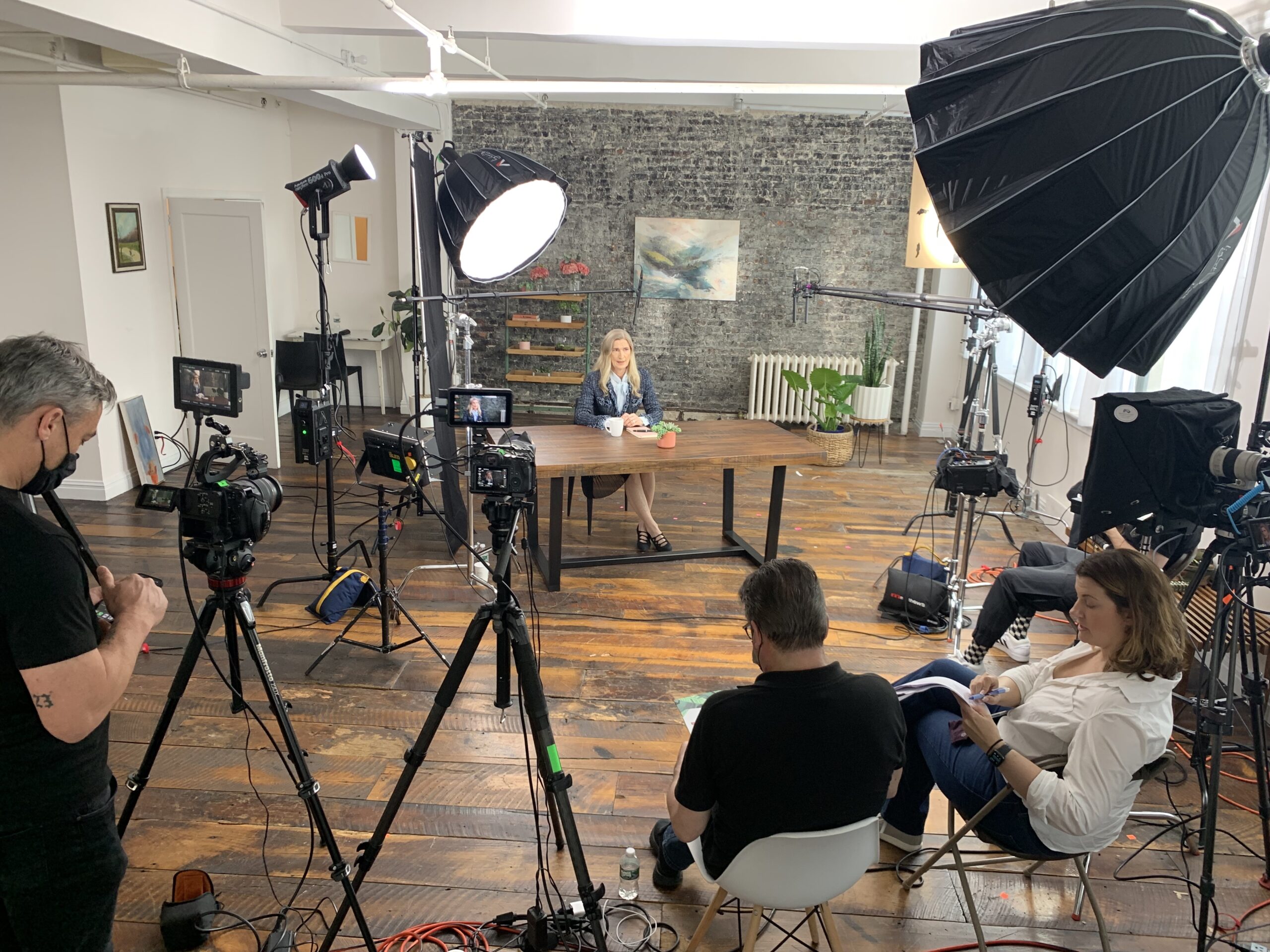 Filming in studio